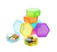Ptwola 7 organizadores de medicamentos portátiles pequeños para uso diario, mini caja de viaje semanal, medicamentos, aceite de hígado de pescado, contenedor de almacenamiento, dispensador colorido,