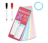 Ptwola Juego de 17 tarjetas de multiplicación 0-12 tarjetas de memoria, tabla de práctica de habilidades matemáticas con agujero para aprender manipulativos, tarjetas de datos, suministros educativos