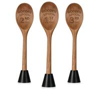 Ptwola Juego de 3 trofeos de premio de cuchara de madera de 6.93 pulgadas de largo, divertido premio de chile grabado con láser, medalla de decoración con base extraíble para concursos de repostería