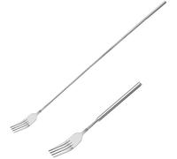 Ptwola Tenedor extensible de acero inoxidable telescópico de extensión para cena, tenedor retráctil resistente para barbacoa, postre de frutas, tenedor de mango largo, tenedor de cocina de 25.5