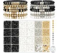 Ptyism 3000+Piezas Clay Beads Bracelet Making Kit(Con Cuerda) Pulsera de Arcilla丨Perlas de Arcilla Polimérica,Clay Bead Para bricolaje encanto pulsera kit bricolaje artes y oficios regalo