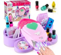 Ptypop Set Manicura Niñas Kit Uñas con Peel Off Pintauñas Secador de Uñas Pegatinas Uñas Estudio de Uñas Juego de Uñas Navidad Cumpleaños Regalo para Niñas 5 6 7 8 9 10 11 12 Años