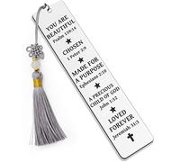 Ptzizi - Marcador inspirador de metal cristiano grabado con borla, clip de versículo bíblico para amigos, niñas, hermanas, amantes de los libros, libreros, club de libros, regalo religioso