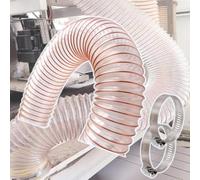 PU Air Duct Flexible Ducting Hose, 40mm 50mm 60mm with Clamps, for Industrial Transportation, Wall Thickness 1.5mm(5m/16.4ft,100mm/3.9in)