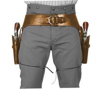 PU Cowboy Gun Belt, Western Belt con Titular de revólver de Doble Pistola, Disfraz de Halloween de Steampunk Occidental para Hombres (marrón Oscuro)