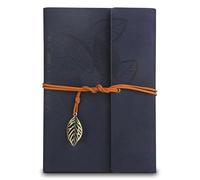 PU Cuaderno de Cuero A5 Azul con Papel Kraft Recargable A5 Vintage Recargable Encuadernado Hermoso Diario de Viaje Diario Carpeta de Anillas Cuaderno de Bocetos Cuaderno Vintage