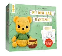 Pu der Bär Häkelset: Anleitung mit Fotos und Videos, Misch-Garn, Häkelnadel, Füllwatte, Karten mit Zitaten