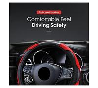 PU Funda Volante para Hyundai I20 I30 I35 IX20 IX35 para Solaris Protector Fibra Carbono para Volante Coche para 37-38CM Interiores Volante Coche(Rojo)