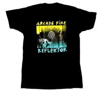 PU KOU Arcade Fire Reflektor T Shirt Band Soft Black XL Unisex 100% Cotton Short-Sleeve T-Shirts Black S