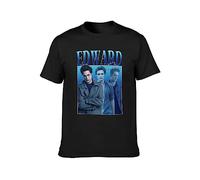 PU KOU Edward Cullen Hold On Tight Twilight Saga Robert Pattinson O-Neck 100% Cotton Short Sleeve Unisex T-Shirt S