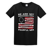 PU KOU Flag Gun We Are Not Descended from Fearful Men Unisex 100% Cotton Short-Sleeve T-Shirts Black XXL