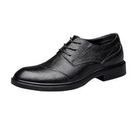 PU Leather Dress Shoes for Men Lace-up Brogue Low Top Block Heel Non Slip Anti-Slip Formal Footwear for Wedding Prom Casual Wear(Noir,42 EU)