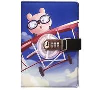 PU Leather Password Notebook, A5 Cute Carton Animal Journal with Combination Lock, Personal Diary with Lock(Bear)