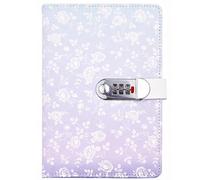 PU Leather Password Notebook, A5 Gradient Print Diary with Lock, Journal with Combination Lock(Blue-purple)