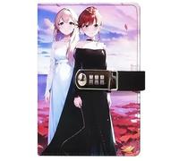 PU Leather Password Notebook, A5 Journal with Combination Lock, Personal Diary with Lock(Anime Girl)