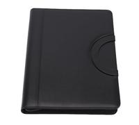 PU Leather Portfolio with Zipper 10 File Pockets 30 Sheets Notebook 4 Rings Binder A4 Document Organizer 10.1 Inch Tablet Cover for Business Office Travel