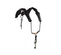 PU Leather Saxophone Strap, Adjustable Padded Strap, Metal Hook, for Tenor Soprano Alto Saxophone & Clarinet, Black