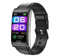 (PU negro) Nuevo reloj inteligente para ejercicio, ECG + PPG, presión arterial, glucosa, frecuencia