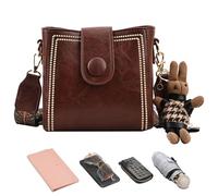 PU SCHE MUJER PU Women - Bolso retro clásico, bolso de hombro cuadrado, de moda vintage | Elegante de con correa ajustable, cruzado resistente con diseño espacioso p, Café, riferimento alla