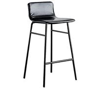 PU taburetes de la Barra de Cuero, Isla Moderna tapizados Taburete de Bar sillas con Respaldo bajo y Patas de Metal, Barra de la Cocina (Black1ps,65cm/25.6in)