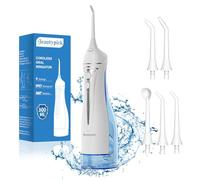 Púa de dientes dental de agua: irrigador oral inalámbrico portátil de 300 ml, limpiador de riego de viaje recargable, Beautypick IPX7, impermeable, máquina de hilo dental eléctrica para limpieza de