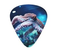 Púa de guitarra con estampado de pez y pulpo, paquete de 12, incluye calibres finos, medianos y pesados, adecuados para guitarra, ukelele