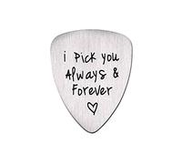púa de guitarra con texto en inglés "Ich Pick you you you for immer Brief Steel Guitar Pick Collar Musical Colgante Regalo DIY para Bajo Eléctrico Acústico Guitarra