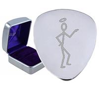 Púa de guitarra de acero con grabado en caja de San Héroe