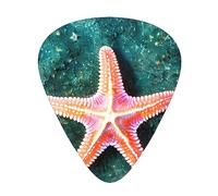 Púa de guitarra excepcional con diseño de estrella de mar de agua de mar, impresión completa de un solo lado, púa de material ABS, grosor diverso para una experiencia musical variada, ideal para