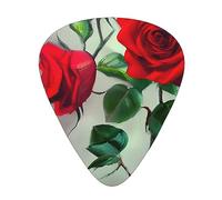Púa de guitarra excepcional con imagen de rosa roja, impresión completa de un solo lado, púa de material ABS, grosor diverso para una experiencia musical variada, ideal para guitarras y ukeleles, púa