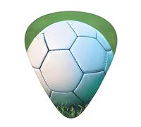 Púa de guitarra excepcional con pelota de fútbol verde sobre hierba, impresión completa de una sola cara, púa de material ABS, grosor diverso para una experiencia musical variada, ideal para guitarras