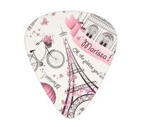 Púa de guitarra romántica con estampado de mariposas de París, paquete de 12, incluye calibres finos, medianos y pesados, adecuados para guitarra, ukelele