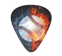 Púa de guitarra única Delgada, Mediana, Pesada y Extra Pesada Presentada Púas de guitarra de moda para guitarra acústica y eléctrica (pelota de béisbol con llama de fuego y agua helada)