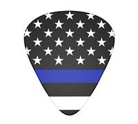 Púa de guitarra única Fina, Mediana, Pesada y Extra Pesada Presentada Púas de guitarra de moda para guitarra acústica y eléctrica (patrón de bandera de la línea azul americana negra)