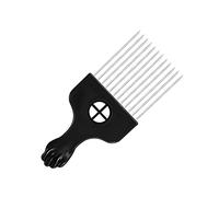 Púa de pelo para cabello rizado, peine afro con púa de metal, peine de dientes anchos para rizos (negro)