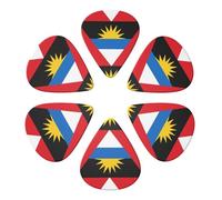 Púas de celuloide de varios calibres con la bandera de Antigua y Barbuda, paquete de 6, para ukelele e instrumentos de baja tensión, imprescindibles para guitarristas.