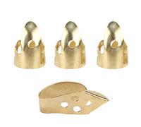 Púas de Dedo de Metal para Guitarra, Paquete de 3 Púas de Dedo índice + 1 Púa de Pulgar, Adecuadas para Principiantes y Profesionales, Ligeras y Portátiles, para Varios (GOLD)
