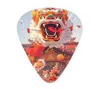 Púas de guitarra, 12 piezas, impresión de baile de león WZYWHJ de tacto cómodo, tono claro, grosor moderado, adecuado para guitarra y guitarra eléctrica