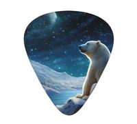Púas de guitarra, 12 piezas, oso polar WZYWHJ mirando las estrellas, impresión cómoda, tono claro, grosor moderado, adecuado para guitarra y guitarra eléctrica