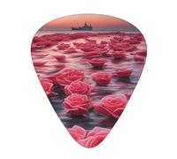 Púas de guitarra, 12 piezas WZYWHJ Roses by the Sea, impresión cómoda, tono claro, grosor moderado, adecuado para guitarra y guitarra eléctrica