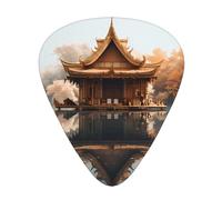 Púas de guitarra, 12 piezas WZYWHJ Small Pavilion on the lake Printing comfortable feel clear tone moderado thickness suitable for guitar and electric guitar