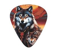 Púas de guitarra, 12 unidades, diseño de tótem de lobo WZYWHJ con estampado de fuego, tacto cómodo, tono claro, grosor moderado, adecuado para guitarra y guitarra eléctrica