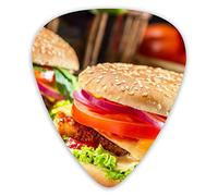 Púas de guitarra 3D Burger 12 piezas de púas de ukelele que incluyen 0,46 mm 0,71 mm 0,96 mm