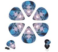 Púas de guitarra, 6 piezas, 3 púas de guitarra personalizadas de diferentes grosores con caja de almacenamiento, púas digitales Miku Hatsune, accesorios de guitarra medianos y delgados (0.46 mm, 0.71