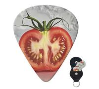 Púas de guitarra, 6 piezas, 3 púas de guitarra personalizadas de diferentes grosores con caja de almacenamiento, púas de guitarra de rodaja de tomate, accesorios de guitarra medianos y finos (0.46 mm