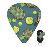 Púas de guitarra, 6 piezas, 3 púas de guitarra personalizadas de diferentes grosores con caja de almacenamiento, raquetas de tenis y pelotas de tenis, púas de guitarra, accesorios de guitarra medianos