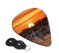 Púas de guitarra 6 uds. Púas de guitarra con estampado de cebra y puesta de sol de África para bajo eléctrico guitarras acústicas ukelele