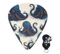 Púas de guitarra (6 unidades) personalizadas con estuche. Púas de guitarra con diseño de tentáculos de pulpo.