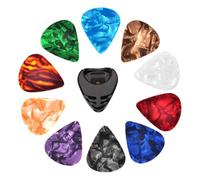 Púas De Guitarra - Abs 0 46 Mm De Grosor | Colorido Juego A Granel De 10 Piezas | Música Estilo Dedo Flatpicking Para Principiantes | Soporte Para Púa Incluido | Accesorio Versátil Para Práctica De