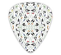 Púas de guitarra Alfabeto con luces Púas de guitarra 12 piezas Púas de ukelele que incluyen 0,46 mm 0,71 mm 0,96 mm